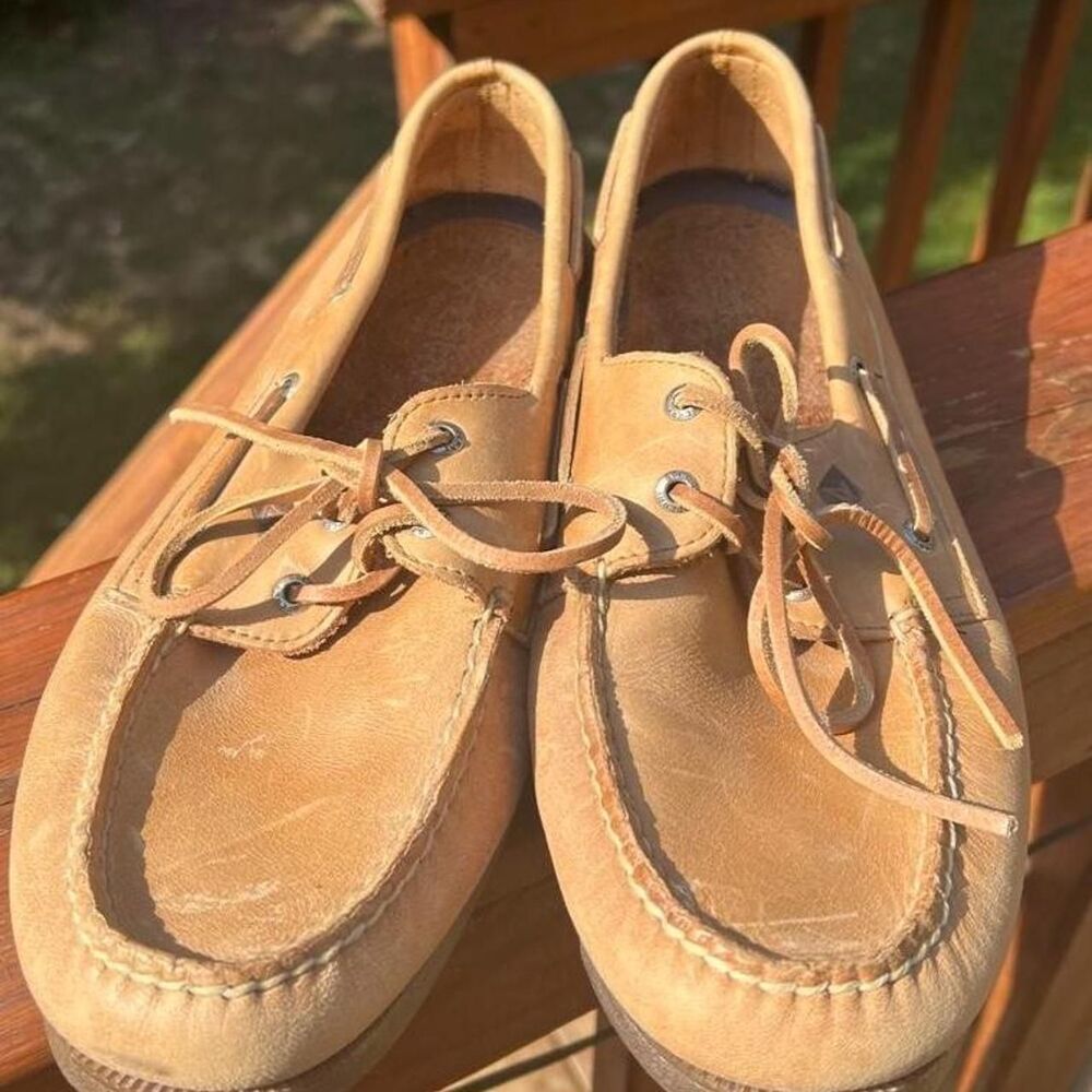 Sperry Men's 13 Wide Authentic Original 2 Eye Boat Shoe Tan Brown Loafers